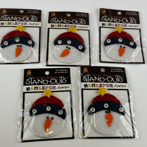 ProvoCraft Stand-Outs Homespun Applique Set of 5 Snowman - Picture 1 of 3